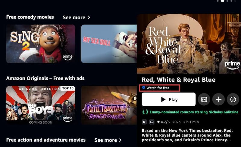 prime video watch for free badge