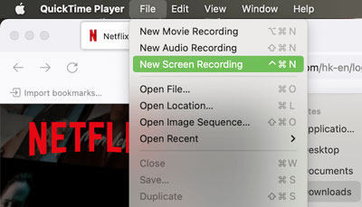 quicktime player new screen recording