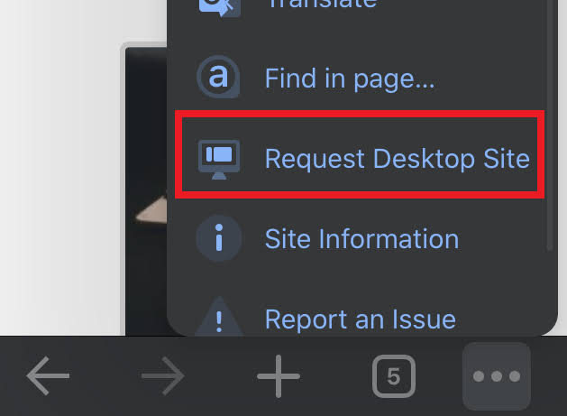 request desktop site on mobile chrome browser