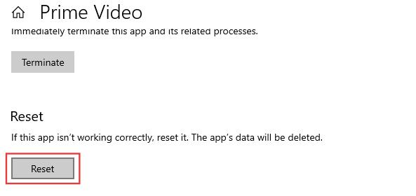 reset prime video app