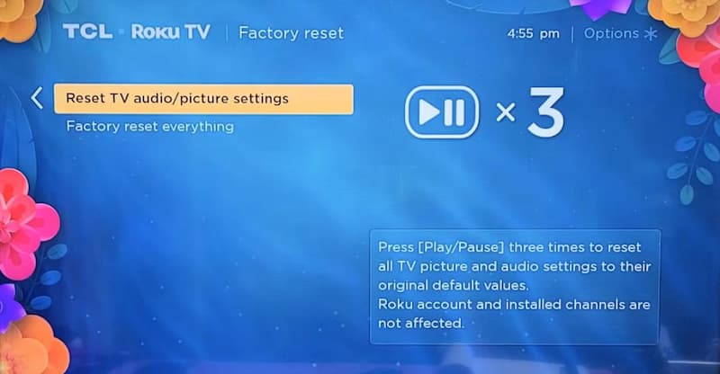 reset roku audio