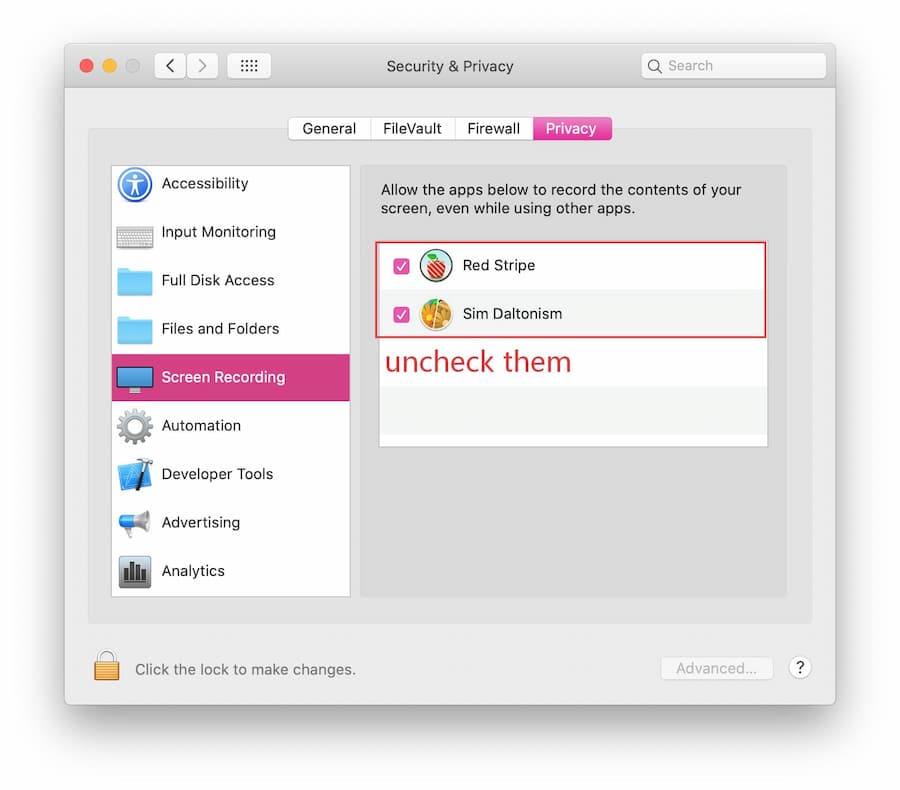 revoke screen recording permissions