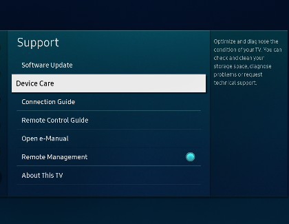 run device care on samsung tv