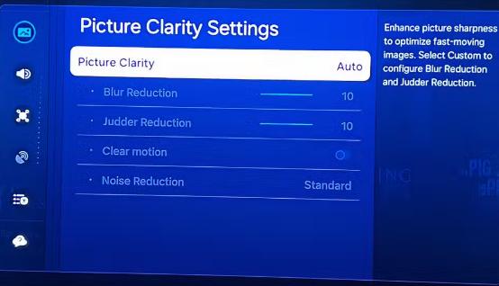 samsung tv picture clarity settings