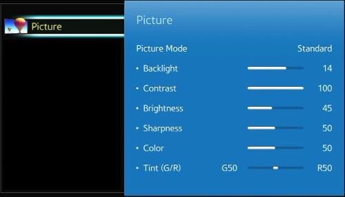 samsung tv picture mode settings
