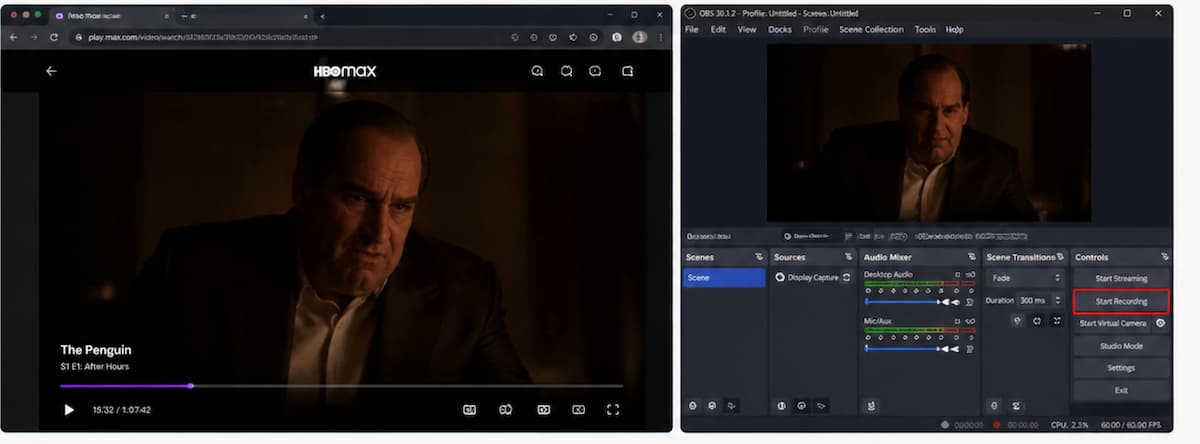 screen record hbo max
