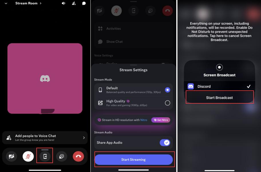 screen share netflix on discord mobile