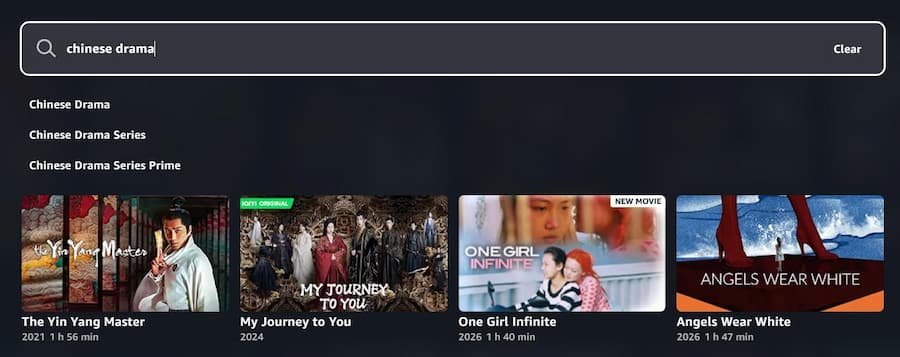 search chinese drama on prime video directly