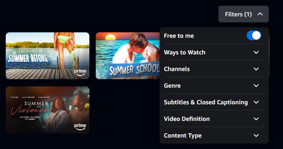 search free to me on prime video