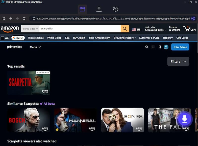 search videos in vidifab prime video downloader