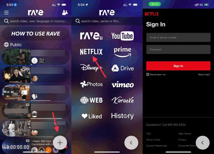 set up rave netflix watch party