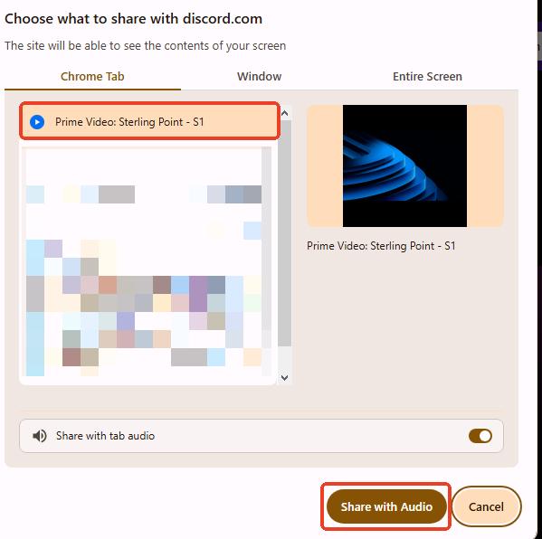 share prime video tab on discord