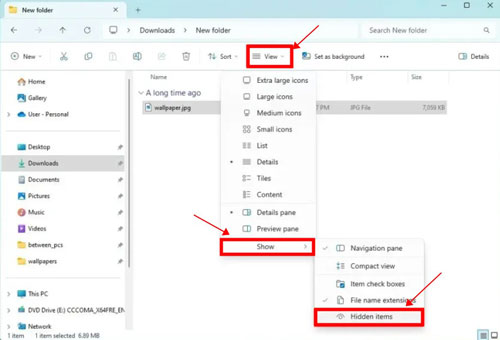 show hidden items on windows