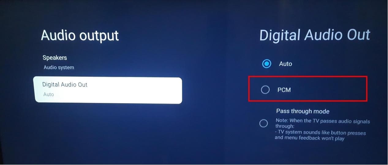sony tv digital audio pcm