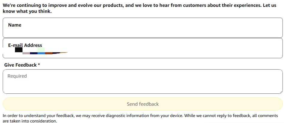 submit a feedback on prime video