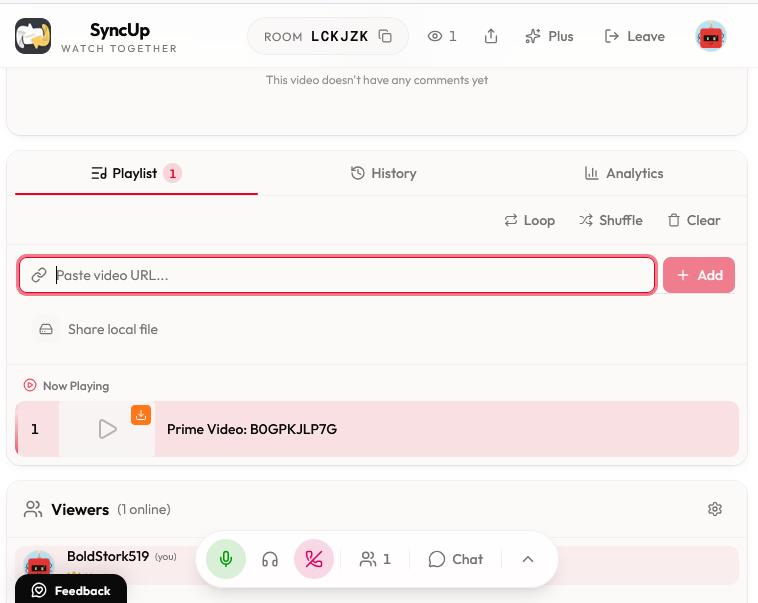 Paste the Prime Video URL into SyncUp