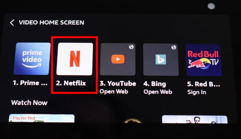 tap netflix on echo show video home screen