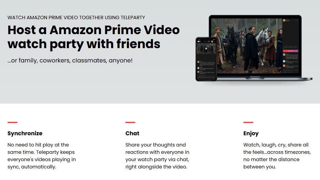 Watching Amazon Prime Video together in a Teleparty room