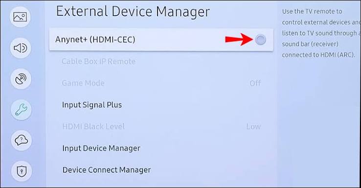 turn off anynet hdmi cec on samsung tv
