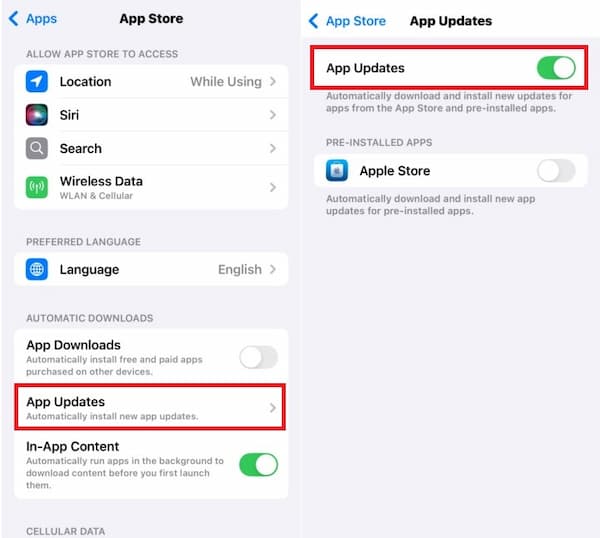 turn on app updates on iphone