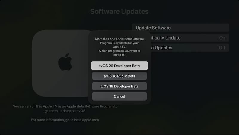 update apple tv system