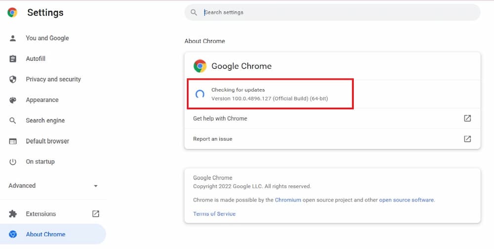 update google chrome