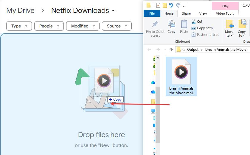 upload downloaded video to google drive
