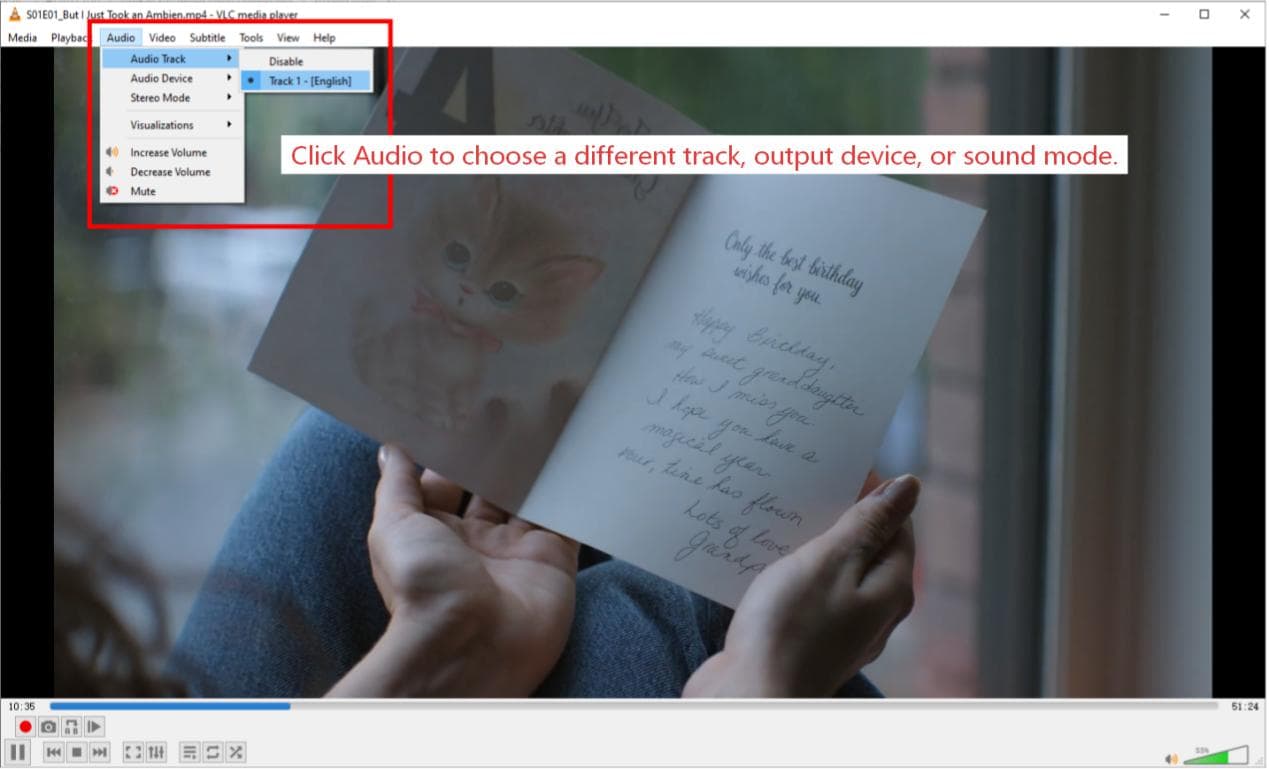 vlc audio track selection