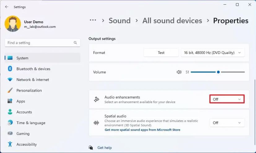 windows audio enhancements off